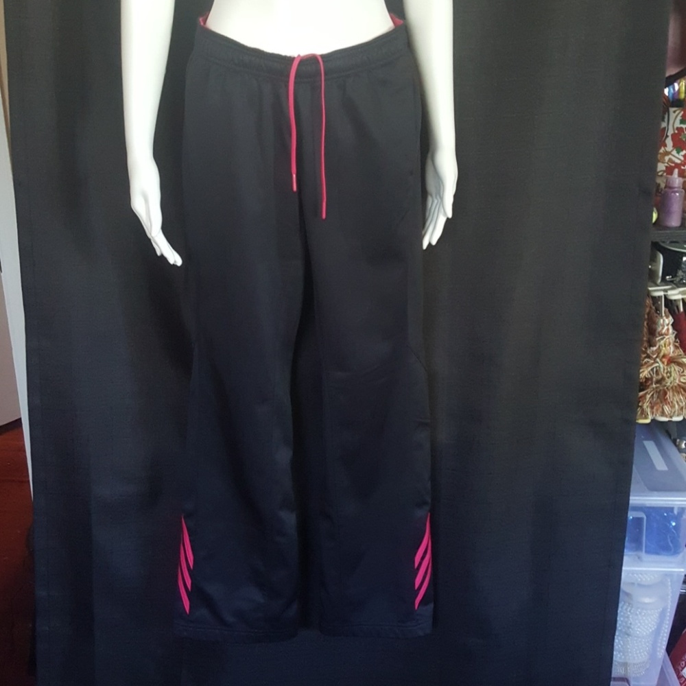 Adidas running pants, black, dark fuchsia size s